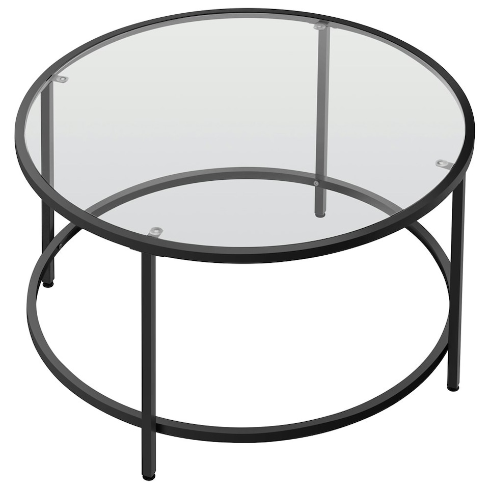 image 1 of Yaheetech  Tempered Glass Round Coffee Table