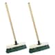 image 1 of 2 x 12" Strong Green Wooden Handle PVC Bristle Sweeping Broom Great For Outdoor Areas