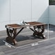image 7 of Outsunny Wooden Wheel Bench Rustic Outdoor Patio Garden Seat 2-Person Brown | Brown