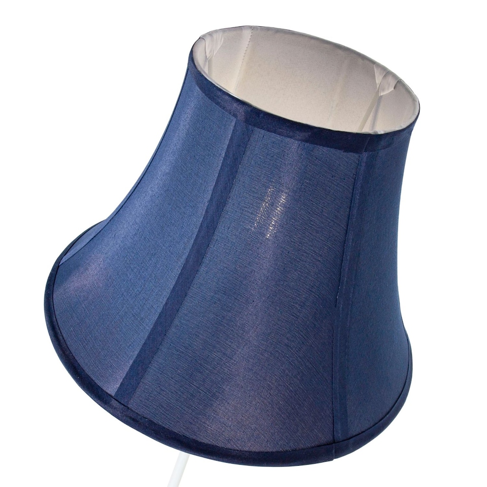 image 1 of Traditional Empire Shaped 12 Inch Lamp Shade in Rich Silky Navy Cotton Fabric | Blue | 12"