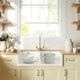 image 2 of Fireclay Kitchen Bundle - Double Bowl 1 Tap Hole Butler Sink & Tap Hole, Wastes & Mono Tap, 895mm - Brushed Brass - Balterley