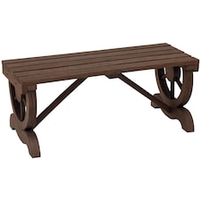 Outsunny Garden Rustic Wooden Bench Wheel-Shaped Legs Slatted Seat Stable Reinforced Structure Outdoor Patio Garden 2-Person Bench Seat - Brown | Brown