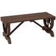 image 1 of Outsunny Garden Rustic Wooden Bench Wheel-Shaped Legs Slatted Seat Stable Reinforced Structure Outdoor Patio Garden 2-Person Bench Seat - Brown | Brown