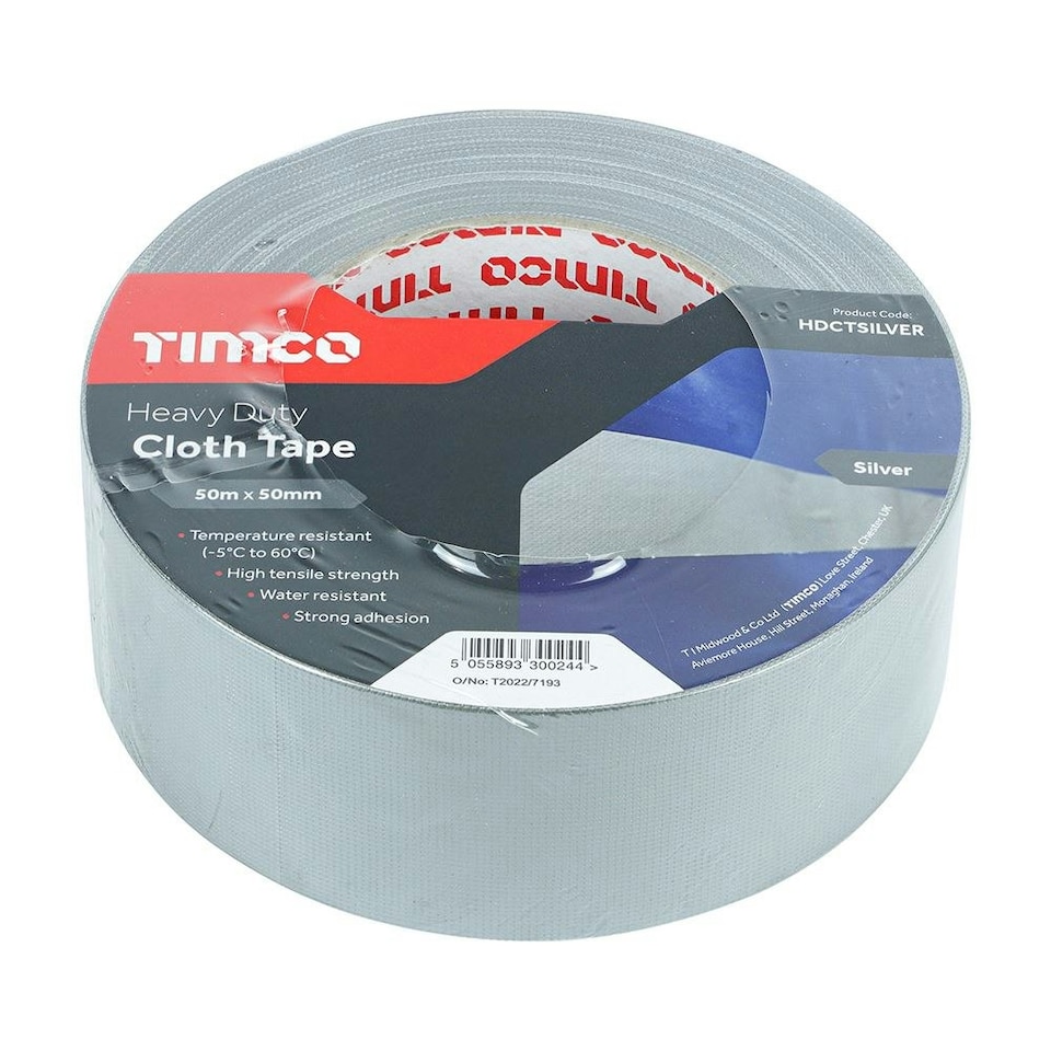 image 1 of Timco - Heavy Duty Cloth Tape - Silver (Size 50m x 50mm - 1 Each)
