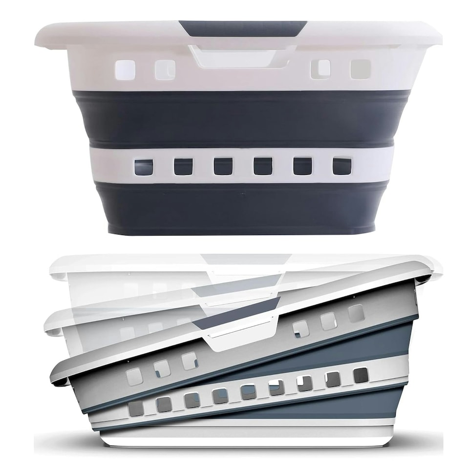 image 1 of 1 x Foldable 45L Space Saving Collapsible Laundry Basket Multi-Purpose Tub Blue