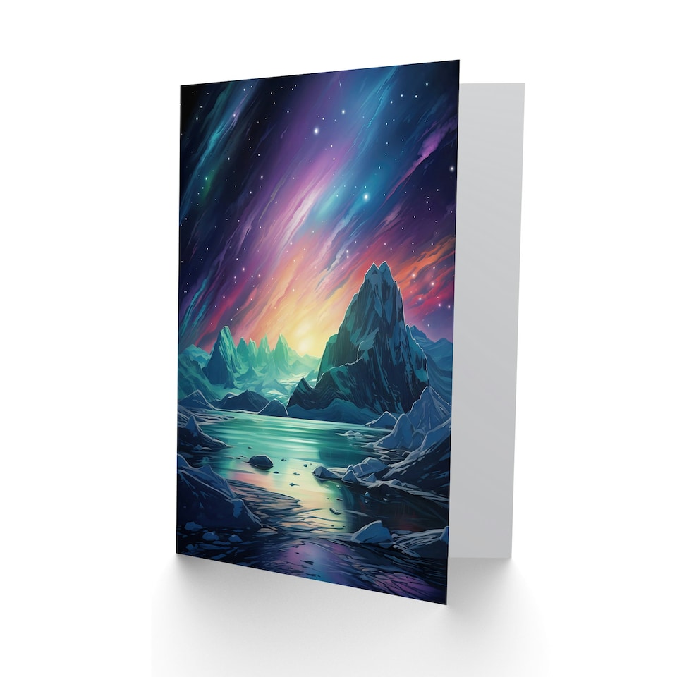 image 1 of Purple Aurora Borealis Dawn Antarctica Birthday Card