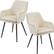 Yaheetech Set of 2 Upholstered Dining Chairs with Velvet Fabric N/A | Beige