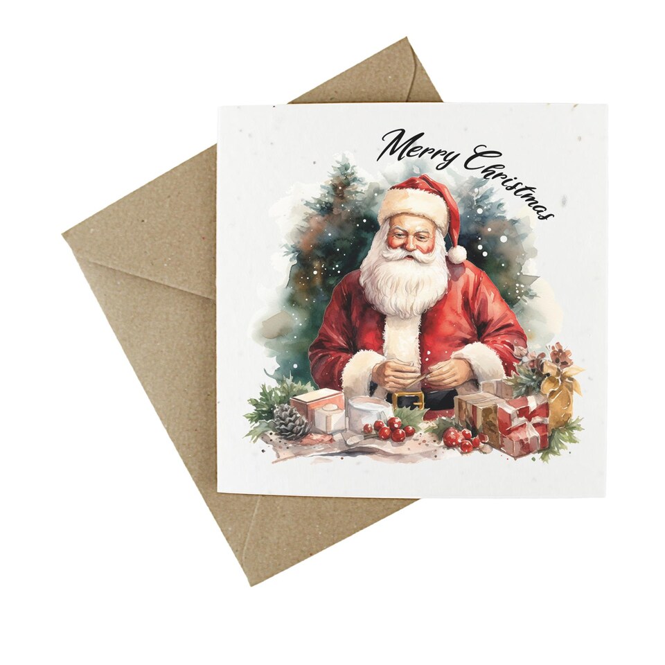 image 1 of Traditional Father Christmas - Plantable Wildflower Seed Christmas Cards - 5 Pack
