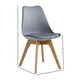image 7 of Set of 2 Scandinavian Dining Chairs with Leather Cushions Solid Wood Legs Grey