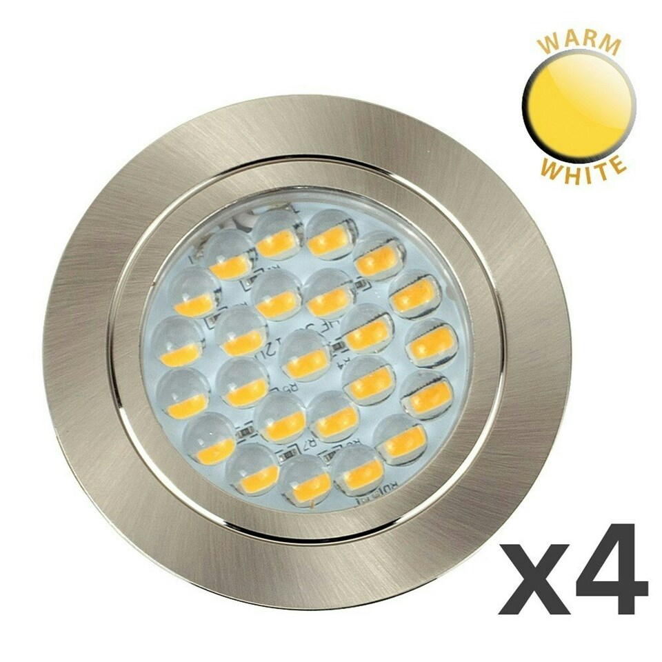 image 1 of ValueLights 4 Pack Brushed Chrome 12V GU10 Ceiling Downlight Fittings Warm White