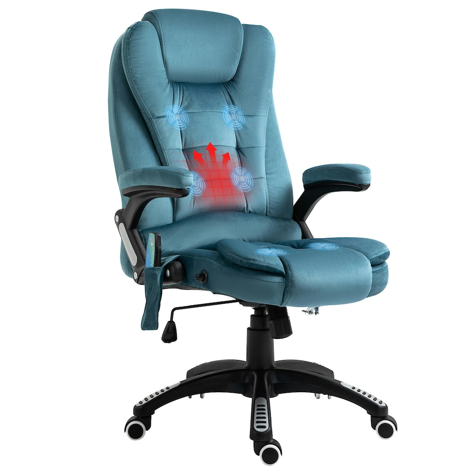 image 1 of Vinsetto Office Chair w/ Heating Massage Points Relaxing Reclining Blue