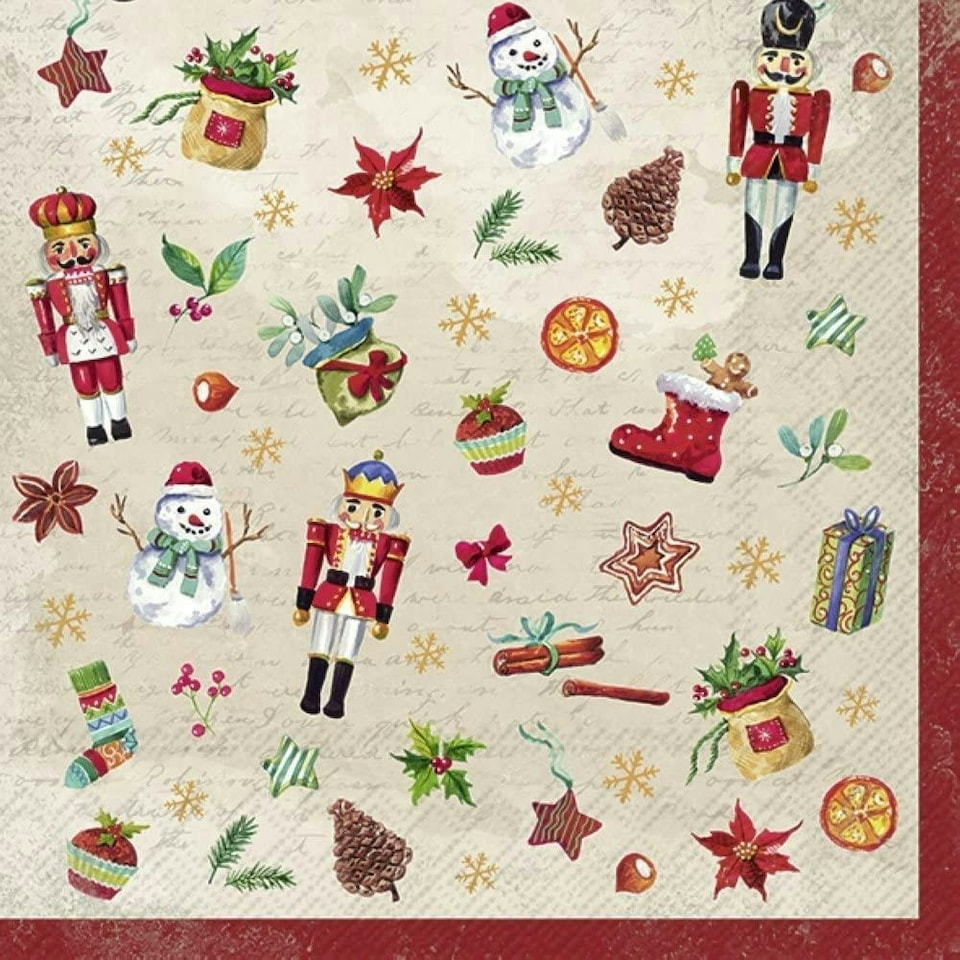 IHR Festive Tradition Cream Cocktail Napkins 25cm 3ply 20 Pack