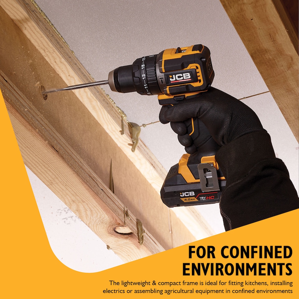 image 1 of JCB Pro Cordless Combi Drill Electric Screwdriver 75Nm, Brushless, 2-Speed, 23+3 Positions & 13mm Keyless Chuck