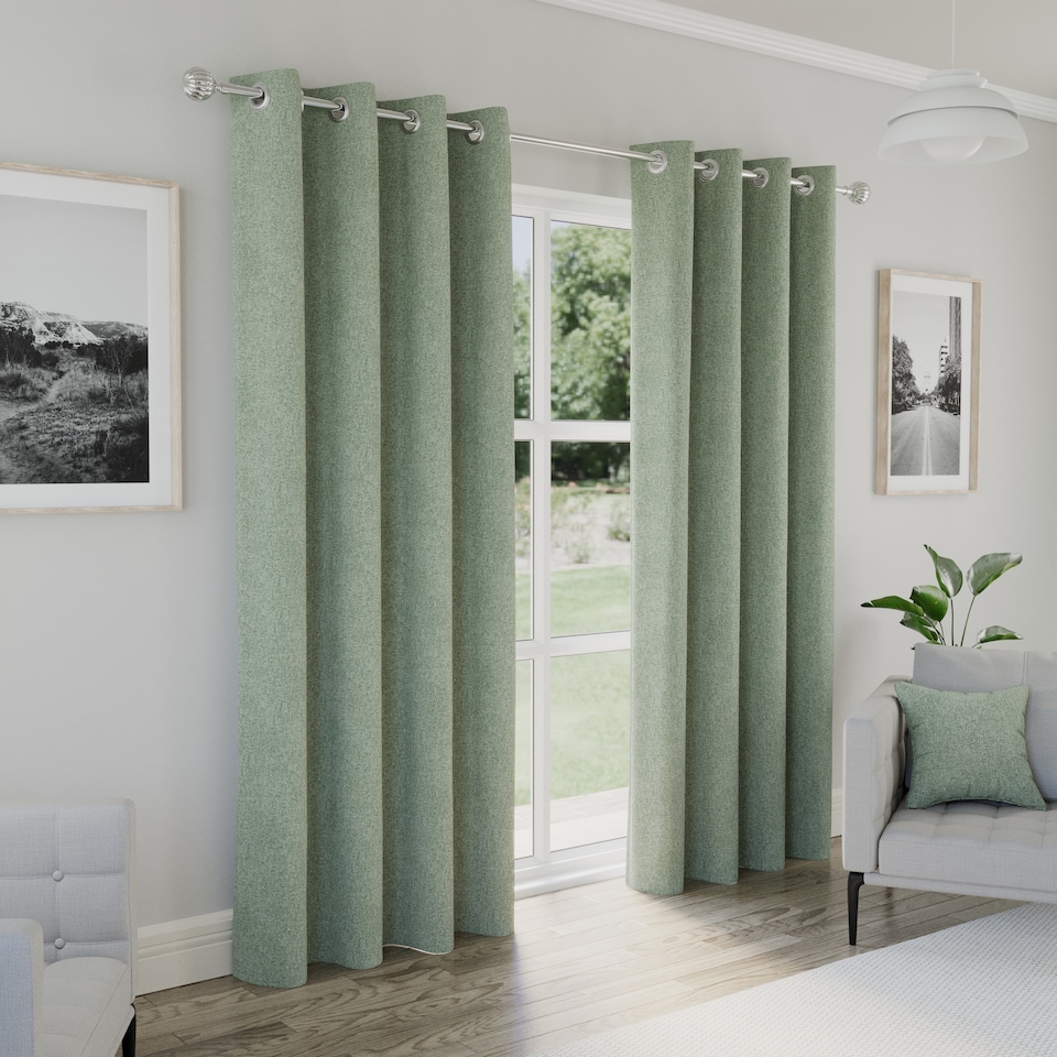 image 1 of Enhanced Living Austin 100% Blackout, Thermal Green Curtains with Eyelet Header (PAIR) - 66x54 inch (168x137cm)
