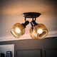 image 3 of ValueLights Calpe 3 Way Black Ceiling Light Ribbed Smoked Shades