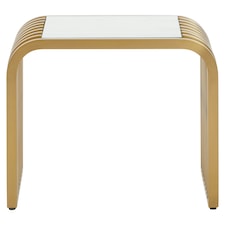 Interiors by Premier Matte Gold Slatted End Table, Stylish End Table, Glass Top and Steel Construction Corner Table for Home Gold
