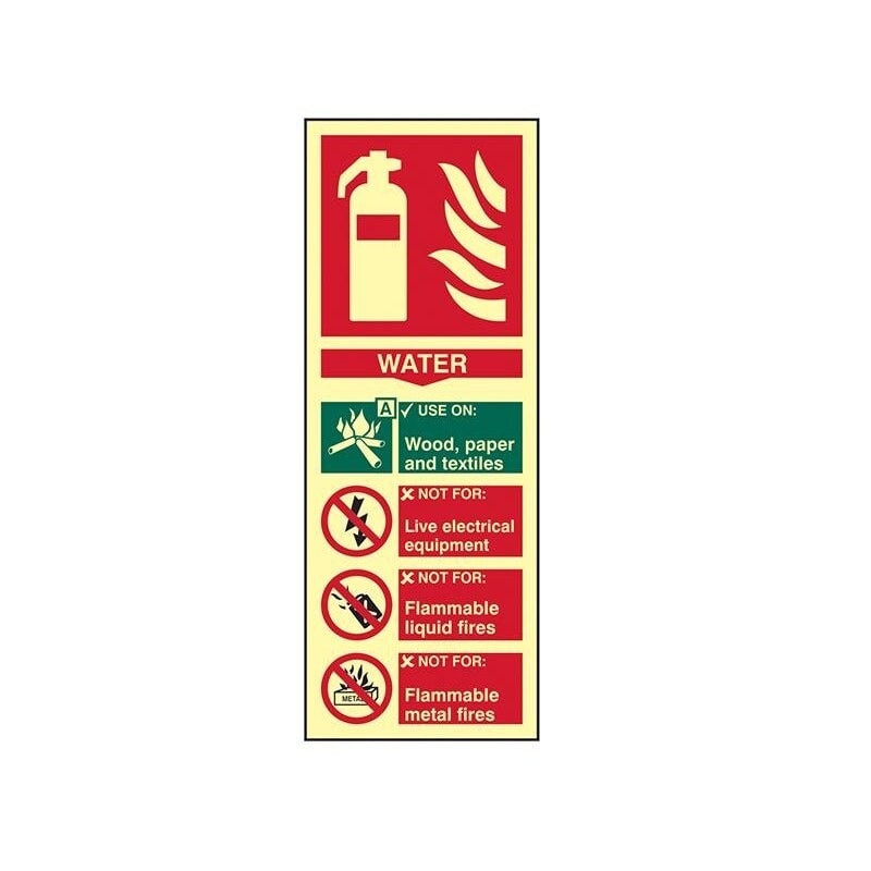 Scan Fire Extinguisher Composite Water - Photoluminescent 75 X 200mm - Multi Colour - One Size