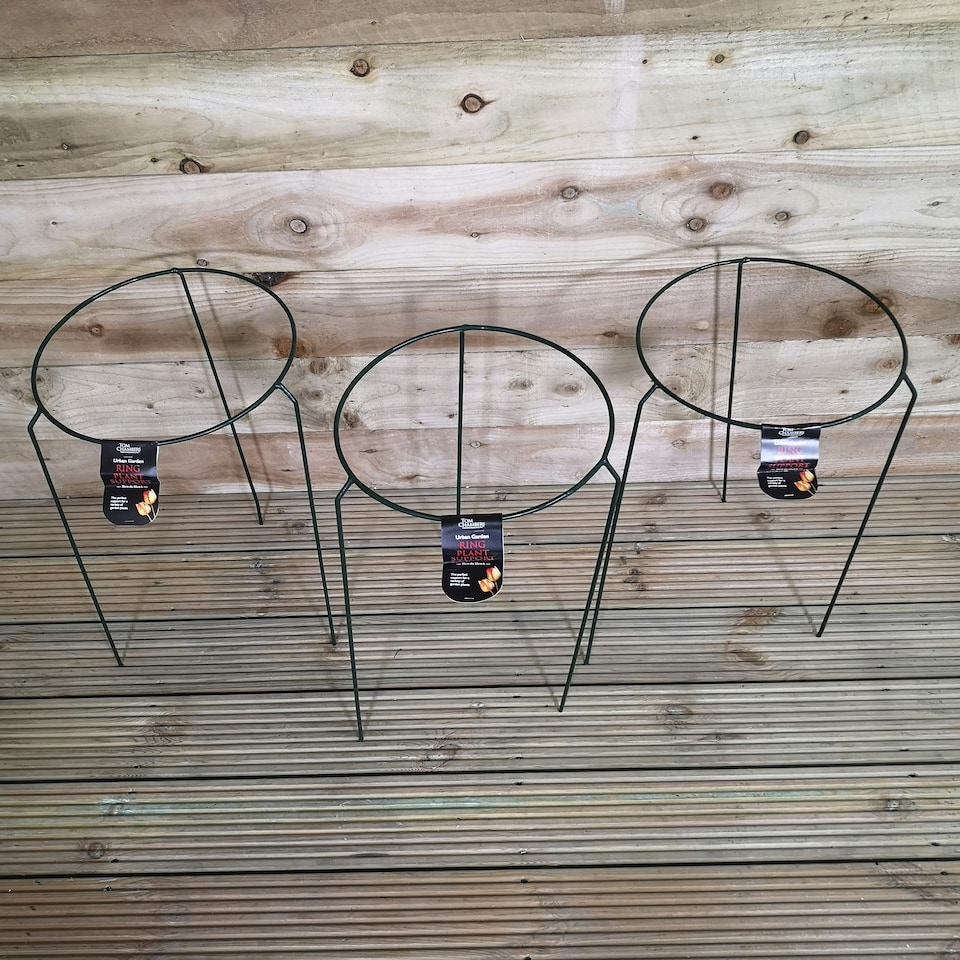 image 1 of Pack of 3 Tom Chambers Urban Metal Herbaceous Garden Plant Support Ring Medium 30cm x 50cm