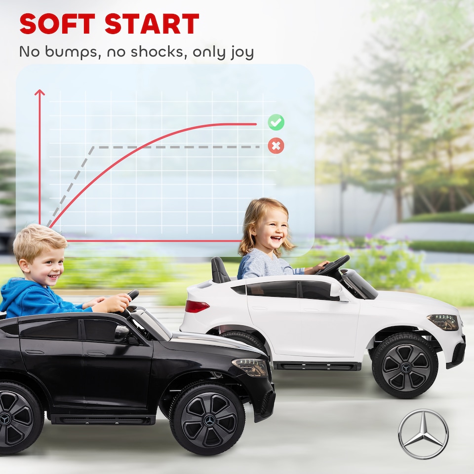 image 1 of AIYAPLAY Mercedes-Benz GLC Coupe Licensed Kids Ride on Car, 12V Battery Powered Kids Electric Car with Remote Control, Soft Start, LED Light, Music, MP3, 3 Speed, for 3-6 Years | Black