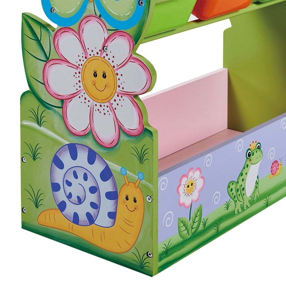 image 1 of Teamson Kids Magic Garden Kids Wooden Toy Organizer with Storage Bins, Pink/Green