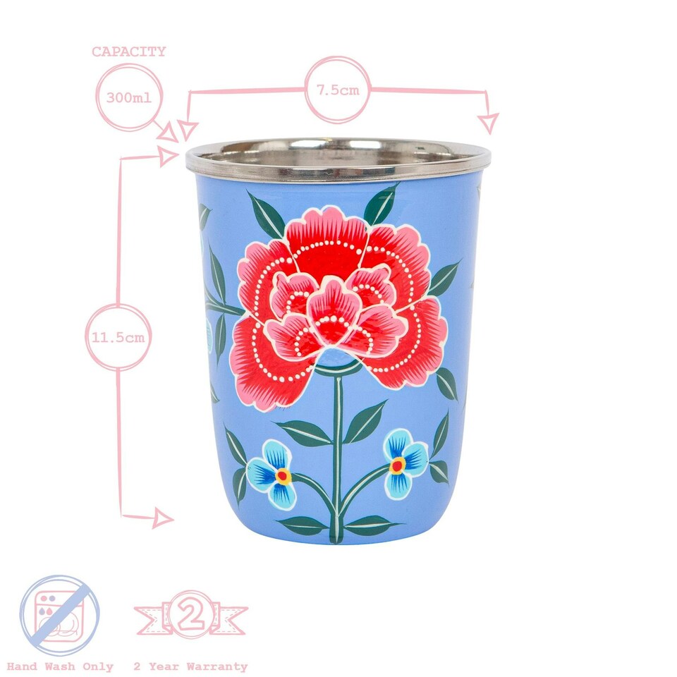 image 1 of BillyCan Hand-Painted Picnic Cup - 300ml - Buttercup Peony