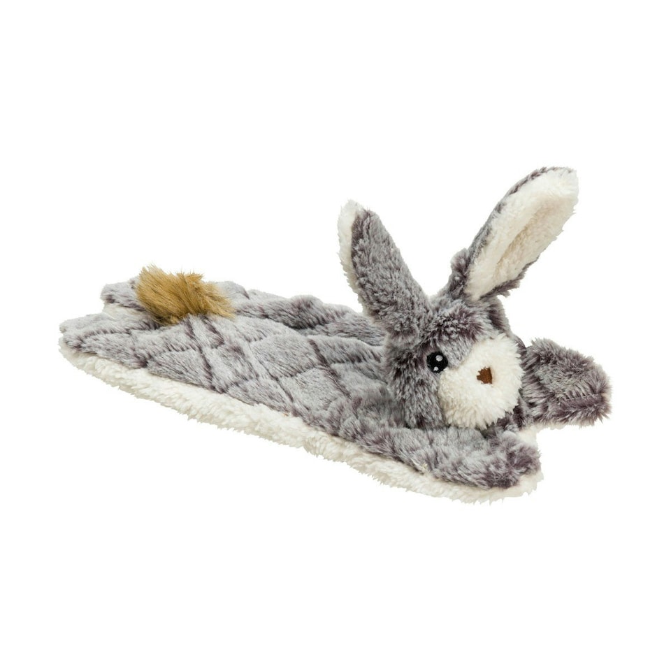 House Of Paws Rabbit Stuffing Free Plush Dog Toy - Grey/White - One Size