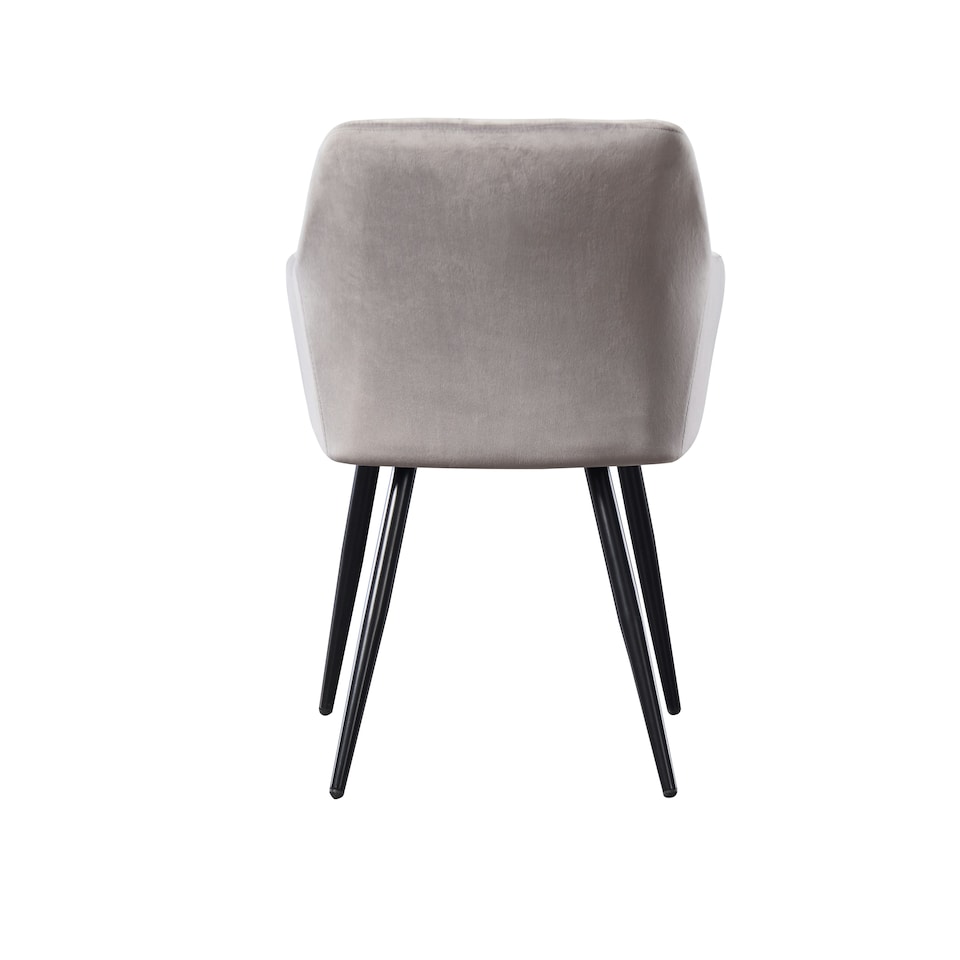 image 1 of Set of 6 Camden Modern Velvet Dining Chairs with Armrests, Quilted Design & Black Metal Legs Grey | Light Grey
