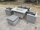image 3 of Fimous Light Grey Rattan Fire Pit Garden Furniture Set Gas Heater Burner Chairs With Big Footstool