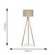 image 3 of ValueLights Barbro Wood Tripod Floor Light Lamp Natural Shade Cream