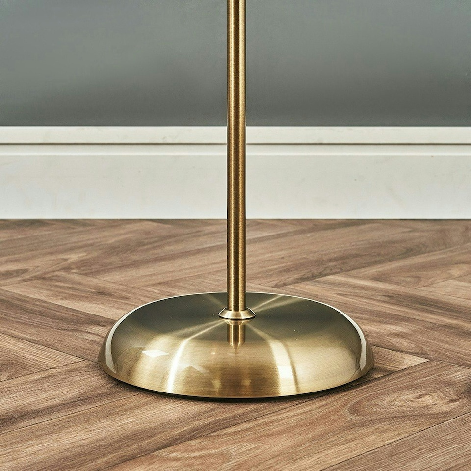 image 1 of ValueLights Mozz Antique Brass Mother & Child Floor Lamp & Bulbs Gold
