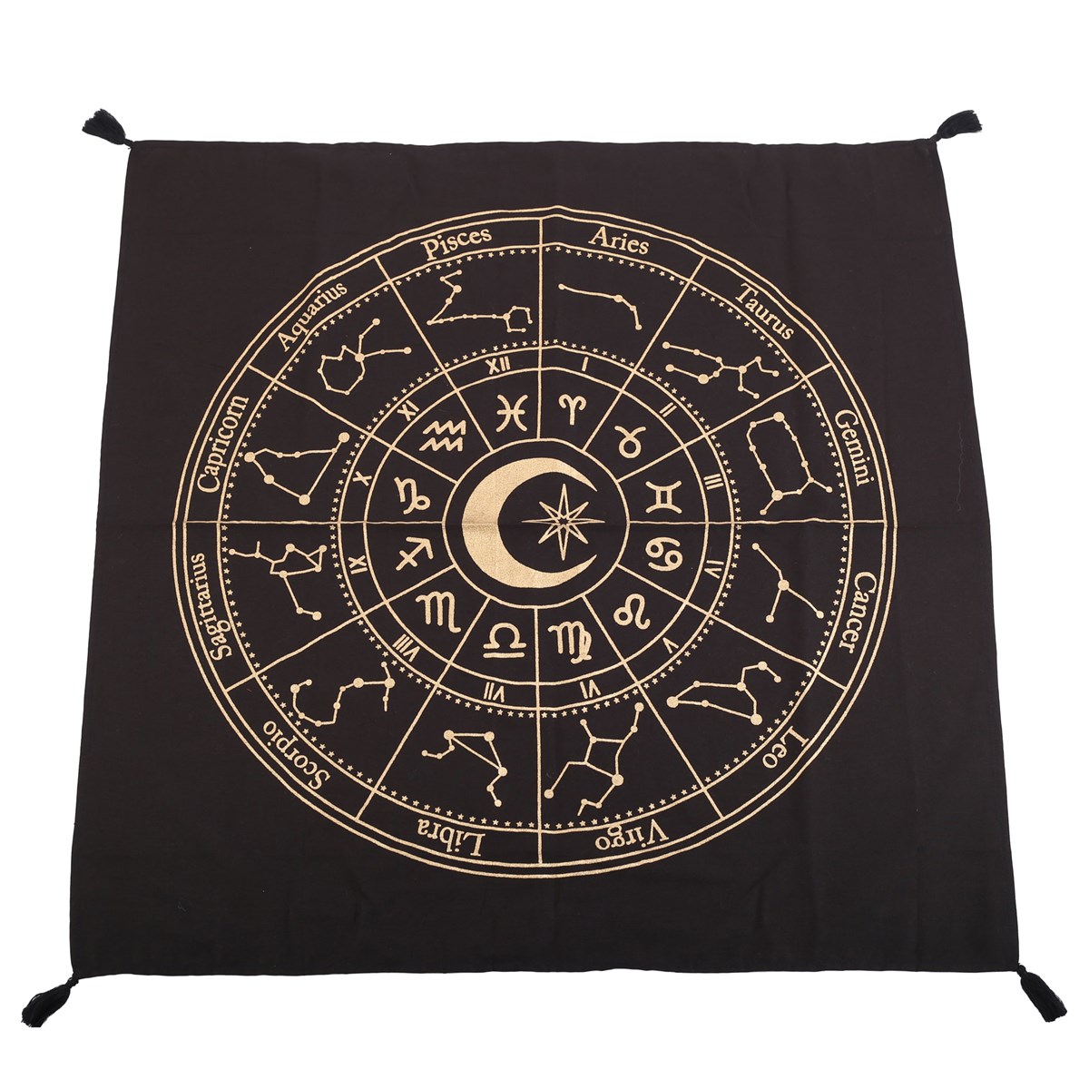 Something Different Astrology Wheel Altar Cloth Black Black/Gold One Size 1