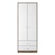 image 1 of Toledo Tall 2 Drawer Double Wardrobe in White Matt & Vintage Oak (Ready Assembled) | White | White Matt & Vintage Oak