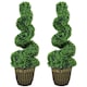 image 1 of HOMCOM Set of 2 Decorative Artificial Plants Topiary Spiral Boxwood Trees in Pot, Fake Plants for Home Indoor Outdoor Decor, 90cm, Green