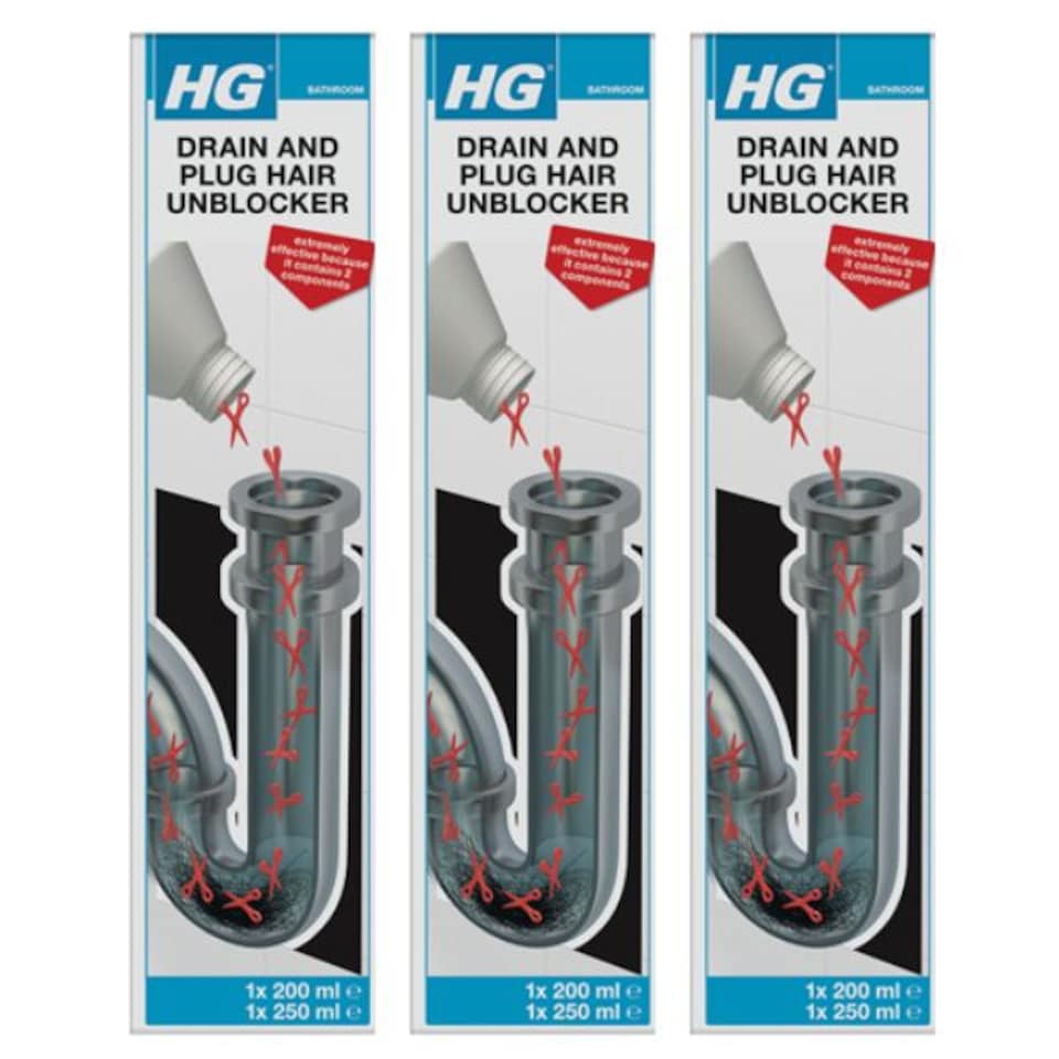 HG - Drain & Plug Hair Unblocker - 450ml - 3 Units