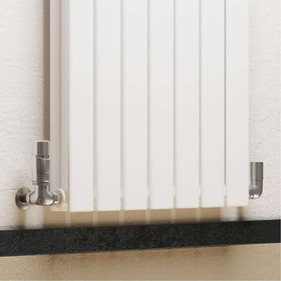 image 1 of Talus Bold - Silver Nickel Thermostatic Radiator Valve & Installation Kit Corner 15mm