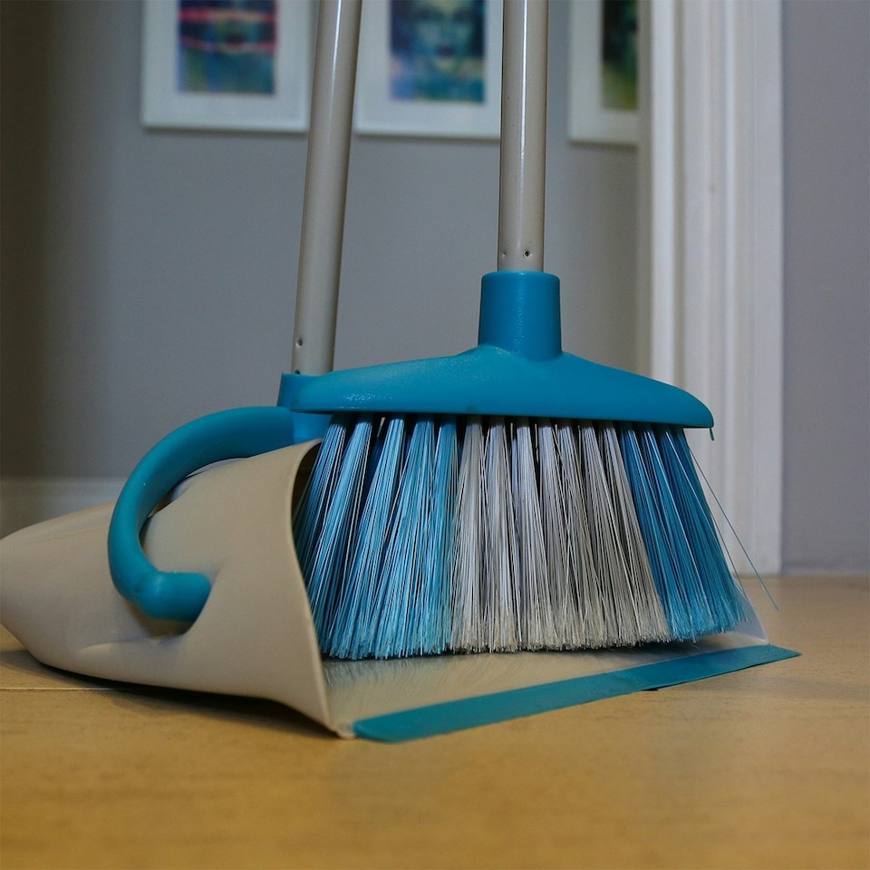 image 1 of Charles Bentley Brights Indoor Long Handled Lobby Dustpan & Brush Set - Blue