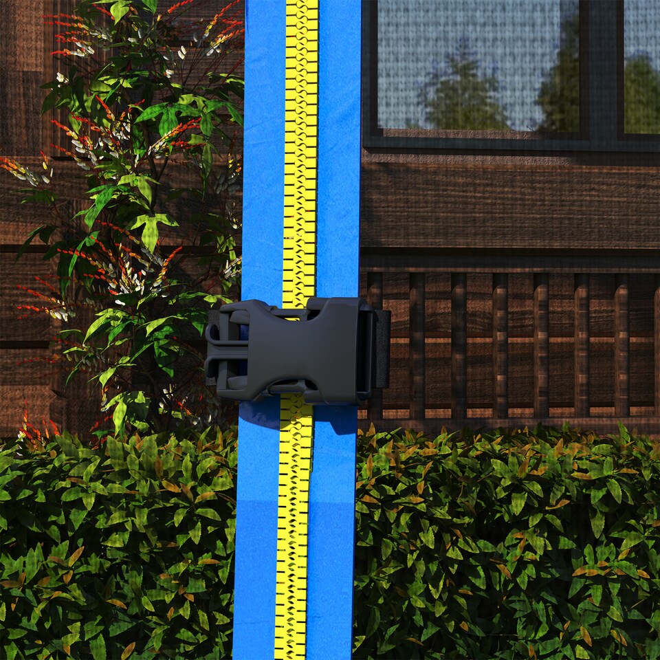 image 1 of SPORTNOW 8ft Outdoor Trampoline with Safety Enclosure Net, Blue