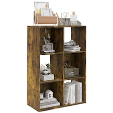 HOMCOM 6-Cube Bookshelf, Modern Freestanding 3-Tier Bookcase, Display Shelving Unit for Living Room, Bedroom, Home Office, Study, Rustic Brown