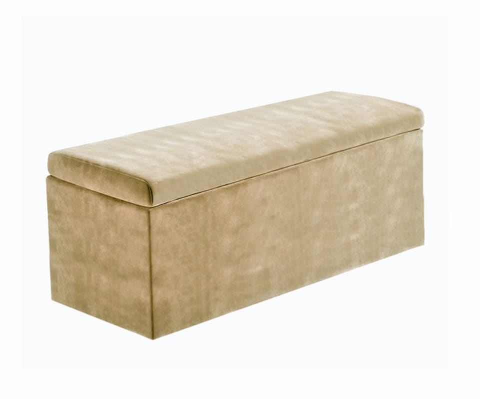 image 1 of 180cm Large Plain Safar Storage Ottoman Box, Mink Plush Velvet Upholstered Deep Storage Ottoman End of Bed Bench