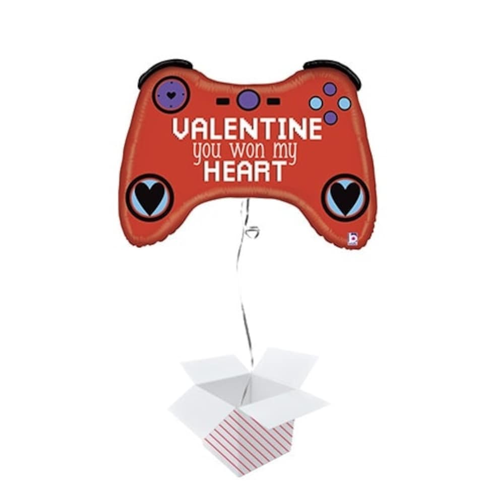 Valentine Gamer Foil Helium Giant Balloon - Inflated Balloon in a Box