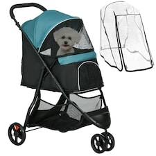 PawHut Dog Stroller for XS Dogs, S Dogs, Cats with Rain Cover - Dark Green