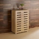 image 1 of Oslo 2 Door Wooden Shoe Storage Cabinet Rack Stand Cupboard Slatted Doors | Brown