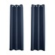 image 6 of Cobalt Dusty Blue Blackout Thermal Eyelet Curtains - 46 x 63 Inch Drop - 2 Panel