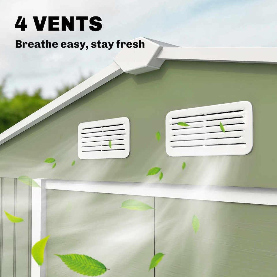 image 1 of Outsunny 9 x 6FT Galvanised Garden Storage Shed with Sliding Door, Light Green | Green
