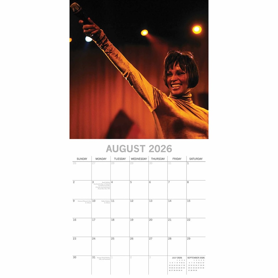 image 1 of Whitney Houston 2026 Wall Calendar, Gift