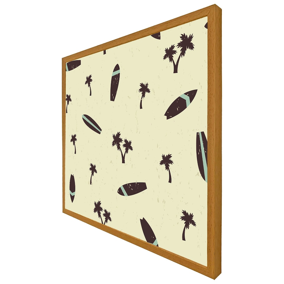 image 1 of Surf board & palm silhouettes (Picutre Frame) Brown | Oak | M