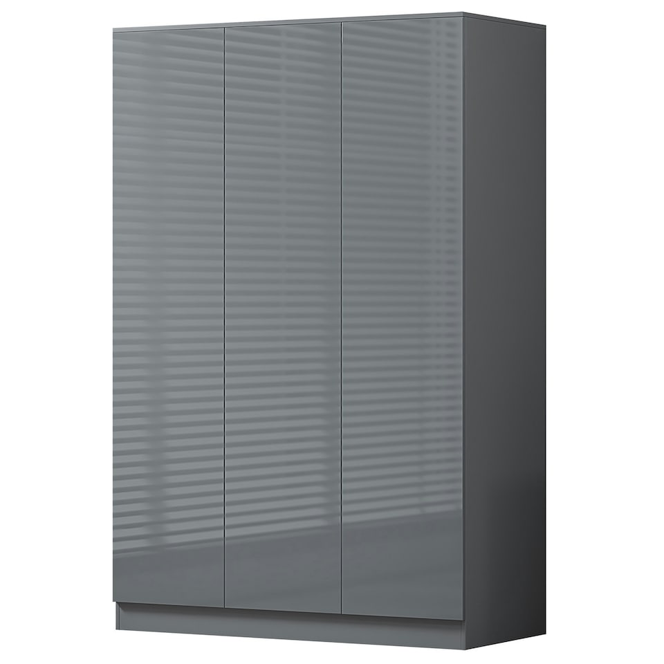 image 1 of FWStyle Stora 3 Door Wardrobe - Grey Gloss Front Grey