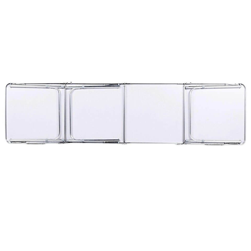 image 1 of Oypla 8ft Folding Outdoor Camping Kitchen Extending Work Top Table White