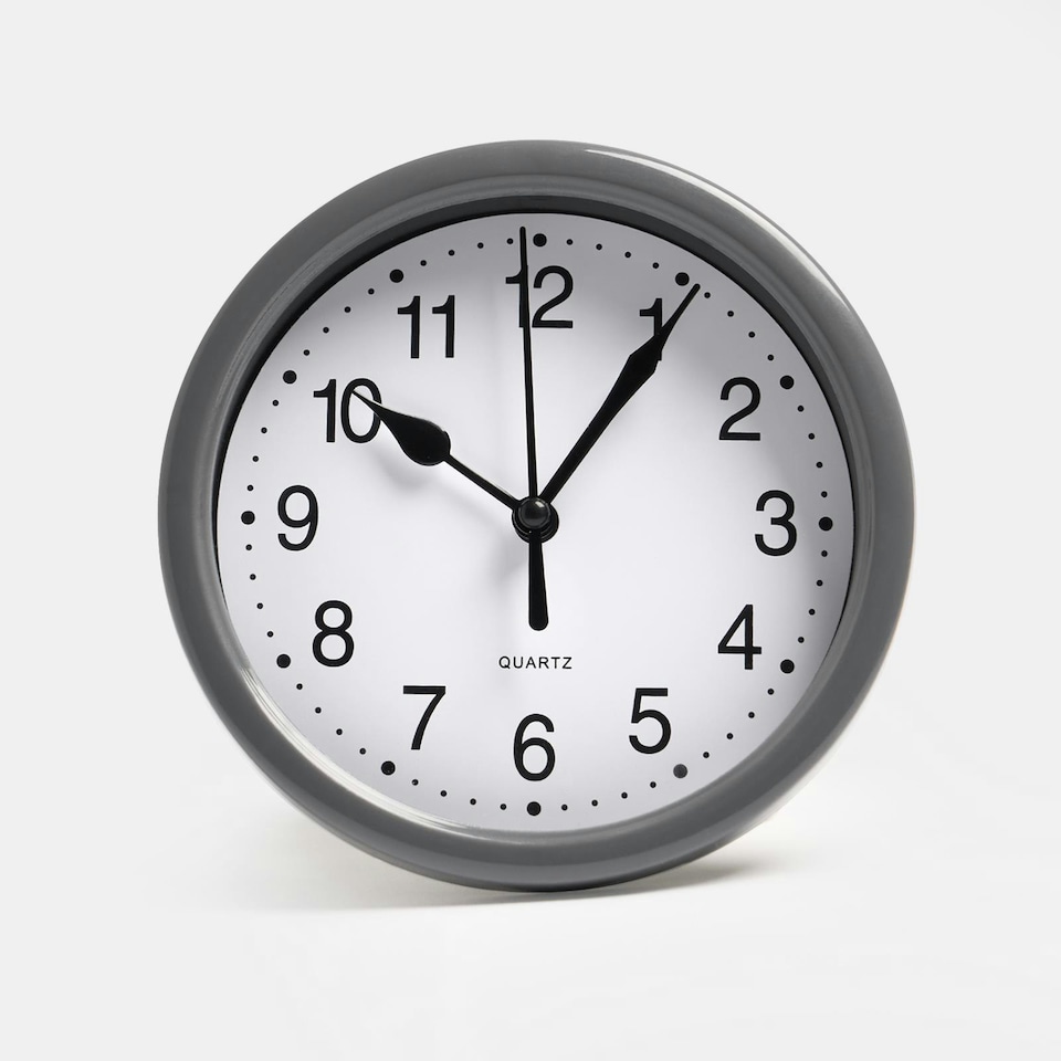 image 1 of OHS Small Round Vintage Decor Home Office Wall Clock, 14cm - Grey