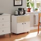 image 7 of HOMCOM Folding Dining Table, Rolling Drop Leaf Table with Hidden Shelf | White | White and Natural Wood | 70W x 83D x 75H cm